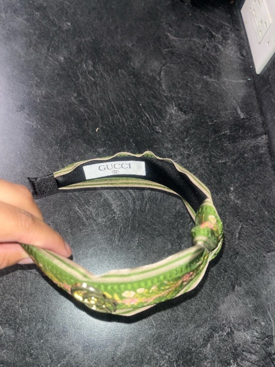 Green Embroidery Headband with Gold Accents